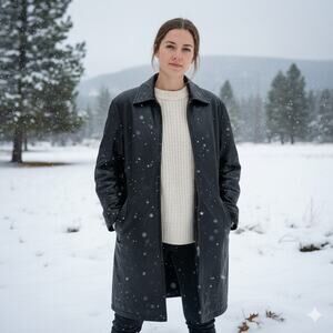 Vintage Wilsons Leather lined black car coat size medium